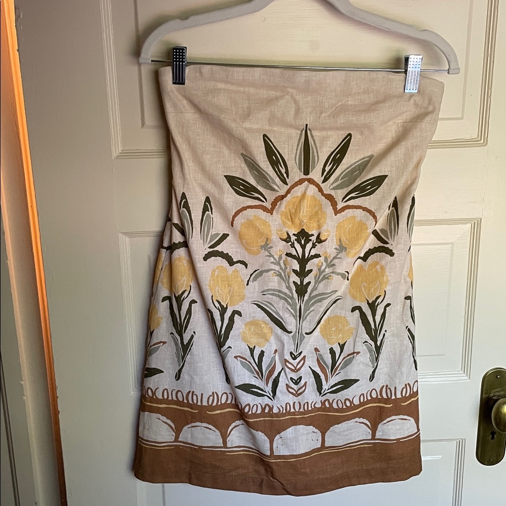 Abercrombie & Fitch Floral Strapless Linen Dress